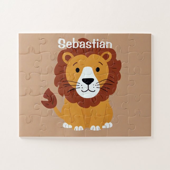 Adorable Little Lion Personalised Kids Jigsaw Puzzle (Horizontal)