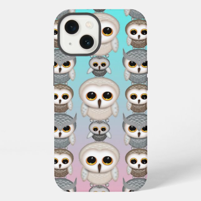 Adorable Little Owls Pattern iPhone Case (Back)