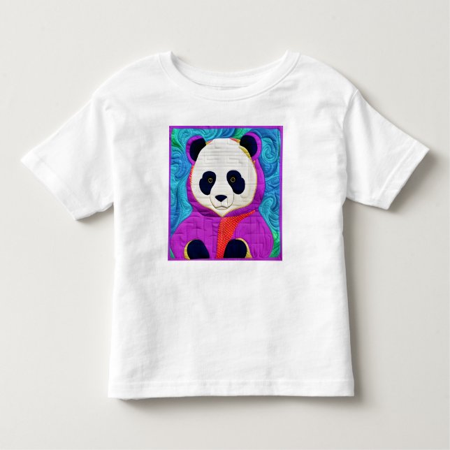 Adorable Little Panda - Quilt-Like Design Toddler T-Shirt (Front)