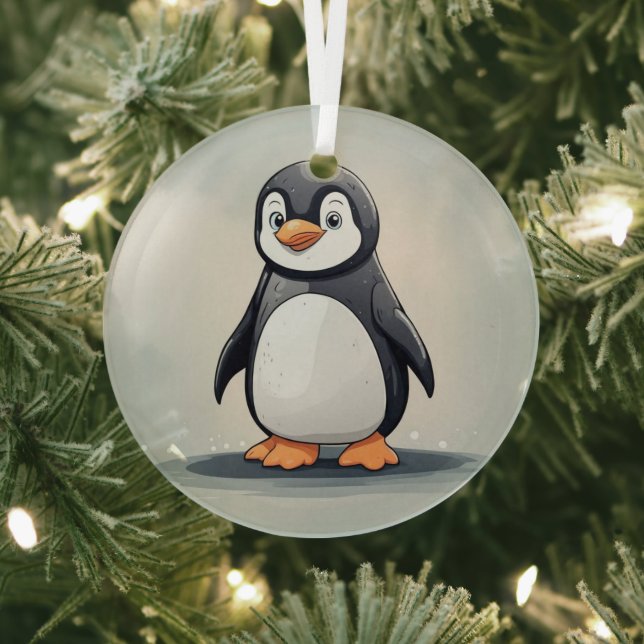 Adorable little penguin glass tree decoration (Insitu)