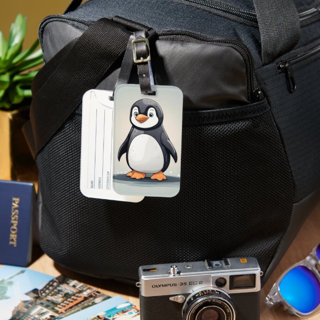 Adorable little penguin luggage tag (Front & Back)