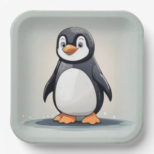 Adorable little penguin paper plate