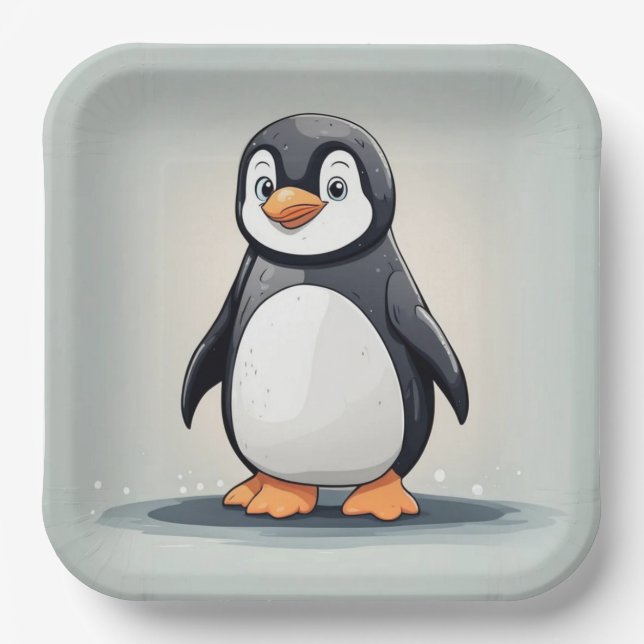 Adorable little penguin paper plate (Front)
