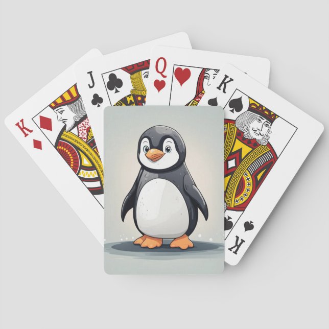 Adorable little penguin playing cards (Back)