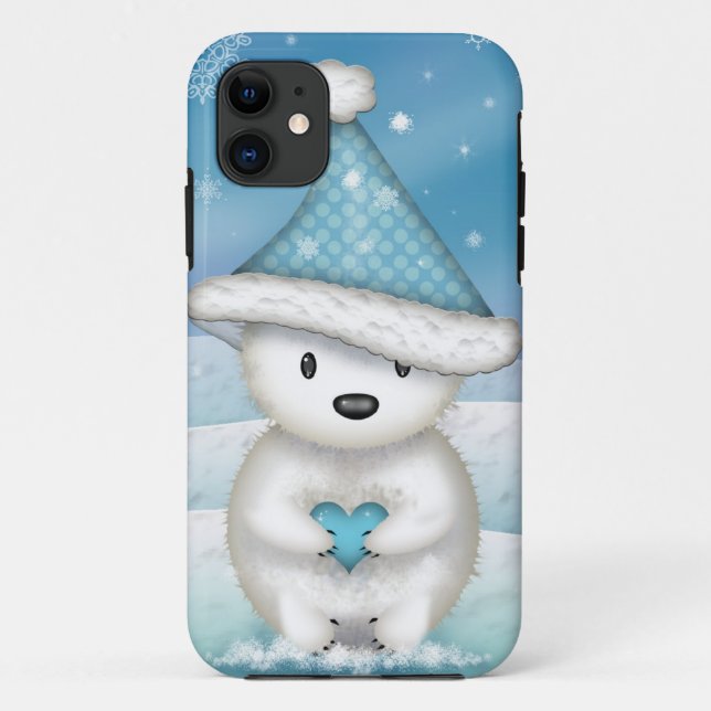Adorable Little Polar Bear with Heart Case-Mate iPhone Case (Back)