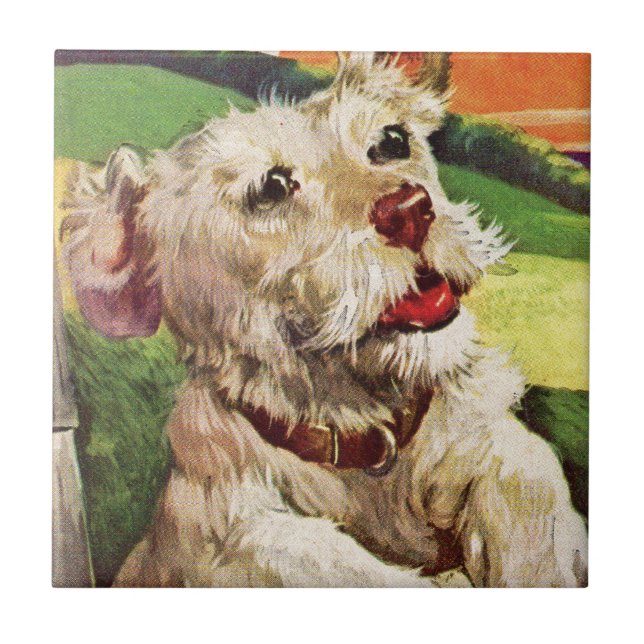 adorable little terrier dog illustration tile (Front)