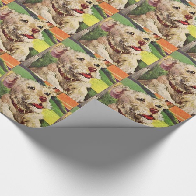 adorable little terrier dog illustration wrapping paper (Corner)