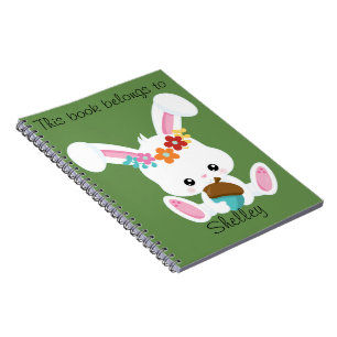 Adorable Little White Bunny Personalised Spiral Notebook