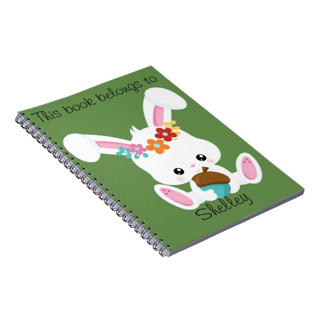 Adorable Little White Bunny Personalised Spiral Notebook (Right Side)