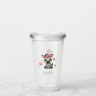 Adorable little zebra acrylic tumbler