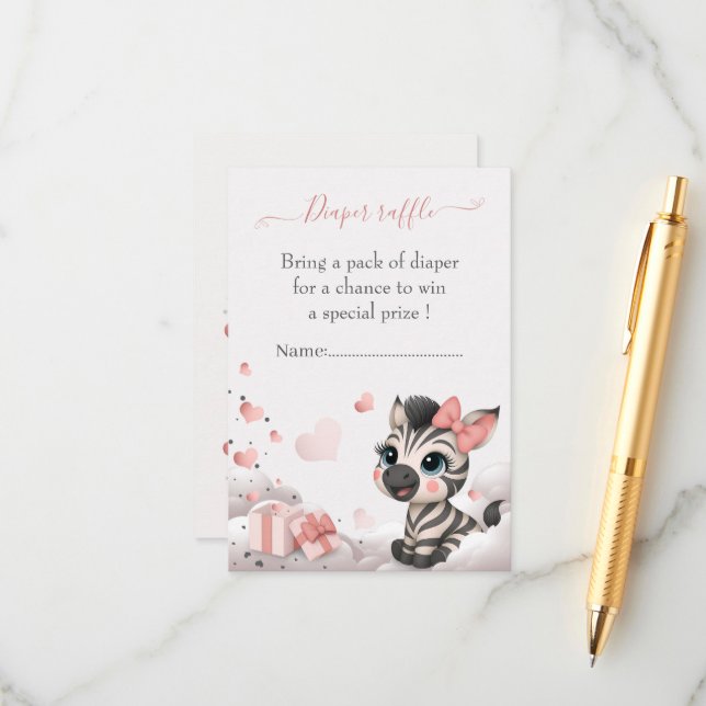 Adorable little zebra baby girl enclosure card (Front/Back In Situ)