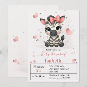 Adorable little zebra baby shower invitation