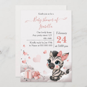 Adorable little zebra baby shower invitation