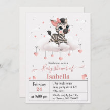 Adorable little zebra baby shower invitation