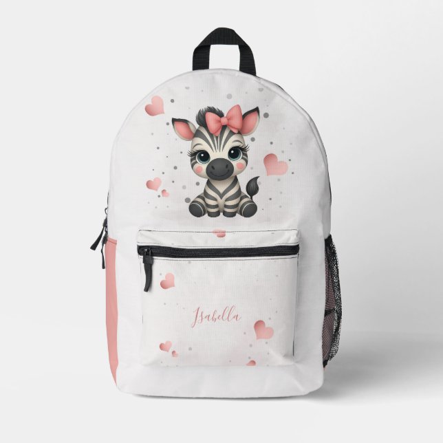 Adorable little zebra printed backpack (Front)