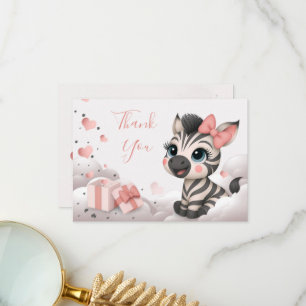 Adorable little zebra thank you card