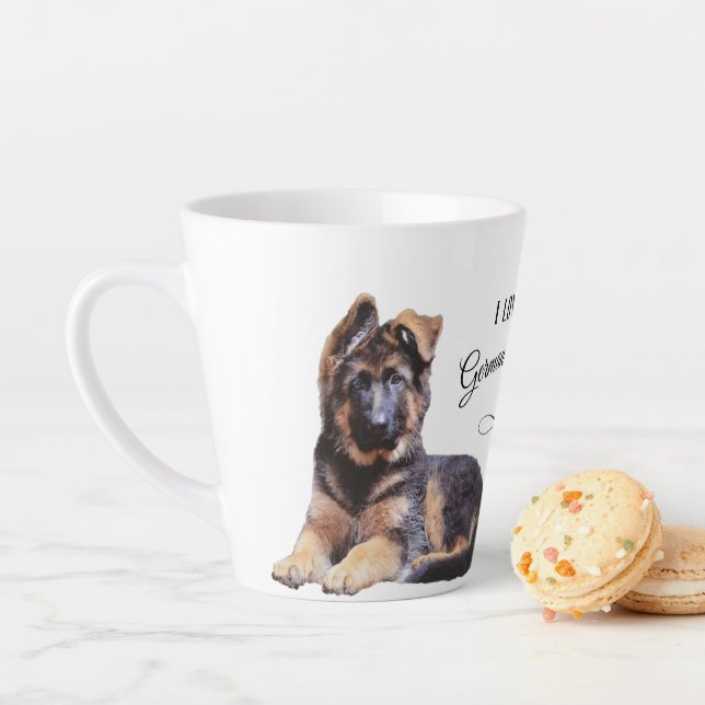 Adorable Long Haired German Shepherd Puppy Latte Mug (In Situ)