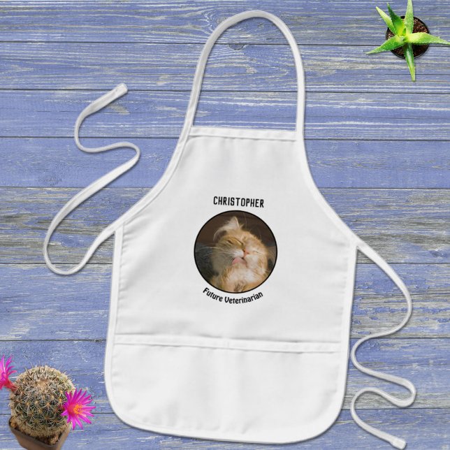 Adorable Maine Coon Cat Custom Photo Template Kids Apron (Make a fun kids apron with a custom photo as a special occasion gift idea. )