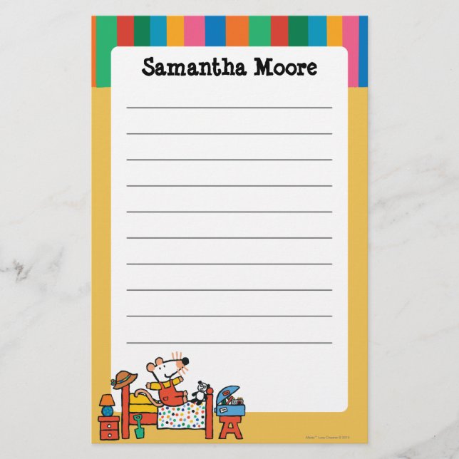 Adorable Maisy in Red Overalls Stationery (Front)