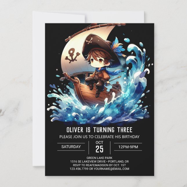 Adorable Majestic Pirate Birthday Invitation (Front)