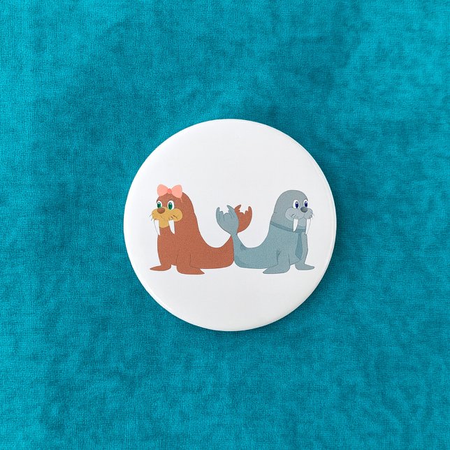 Adorable Male and Female Walruses 7.5 Cm Round Badge (Creator Uploaded)