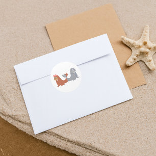 Adorable Male and Female Walruses Classic Round Sticker