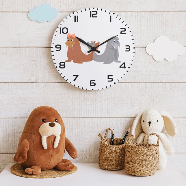 Adorable Male and Female Walruses Large Clock (Creator Uploaded)