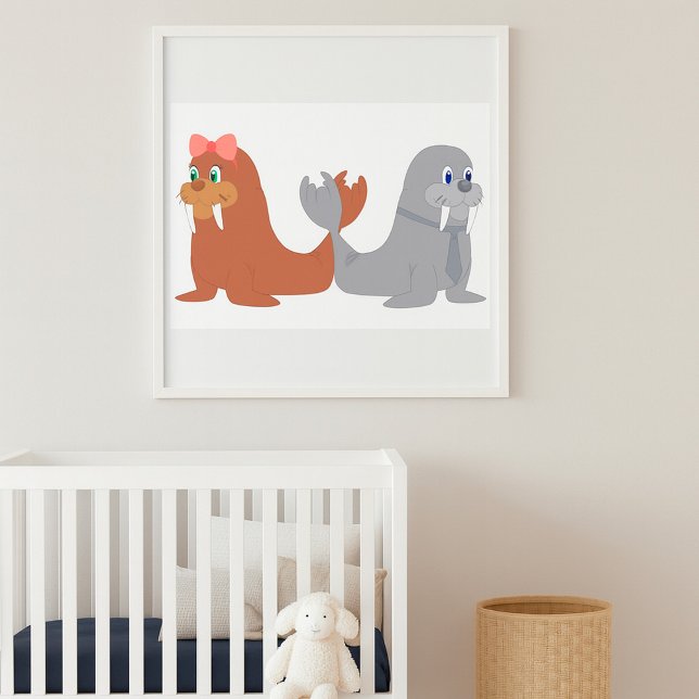 Adorable Male and Female Walruses Poster (Creator Uploaded)