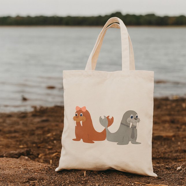 Adorable Male and Female Walruses Tote Bag (Creator Uploaded)