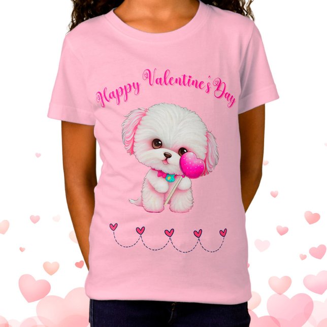 Adorable Maltese Puppy Happy Valentine's Day T-Shirt (Creator Uploaded)