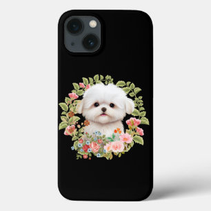 Adorable Maltese Puppy in Bloom, Maltese Dog lover iPhone 13 Case
