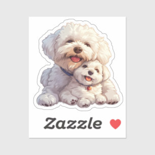 Adorable Mama and Baby Bichon Frise 