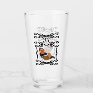 Adorable Mandarin Duck Cartoon Monogram Glass