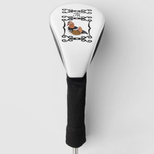 Adorable Mandarin Duck Illustration Monogram Golf Head Cover