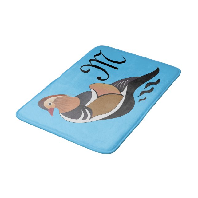 Adorable Mandarin Duck Swimming Bath Mat (Angled)