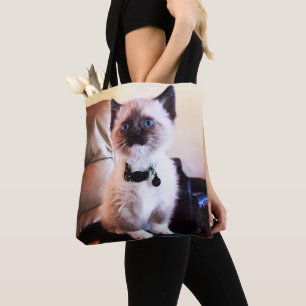 Adorable Masked Blue Eyed Siamese Kitten Photo Tote Bag