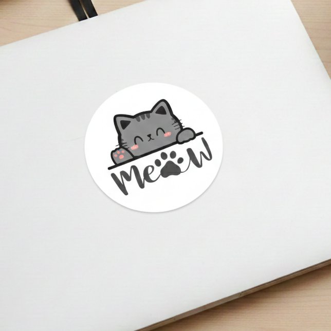 Adorable Meow Cute Cat Sticker Square Kitty Design (Creator Uploaded)