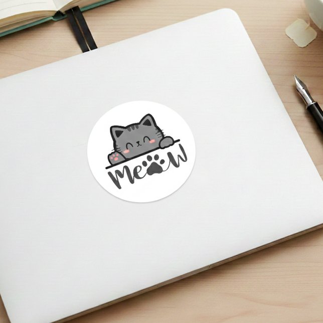Adorable Meow Cute Cat Sticker Square Kitty Design (Creator Uploaded)