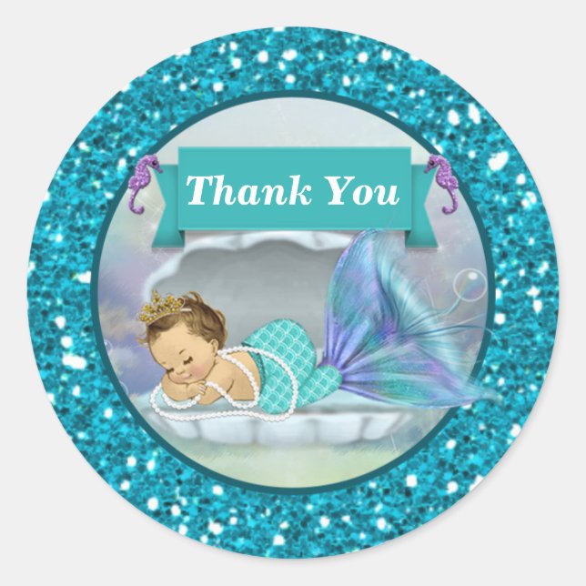 Adorable Mermaid Baby Thank You stickers #130 (Front)