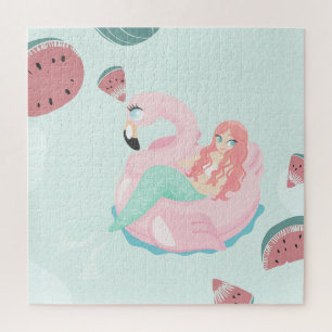 Adorable Mermaid, Watermelon Jigsaw Puzzle