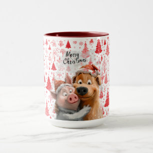 Adorable "Merry Christmas" Animal Friends Mug