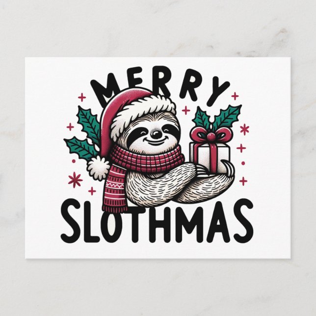 Adorable Merry Slothmas Postcard (Front)