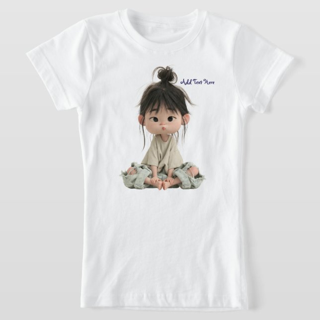 Adorable Messy Bun Anime Girl Tee (Laydown)