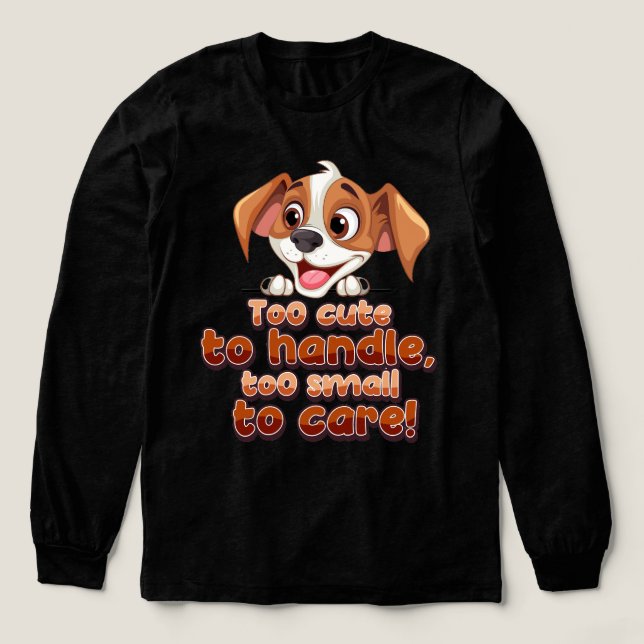 Adorable Mini Pup: Too Cute & Too Small Care Guide Tri-Blend Shirt (Design Front)