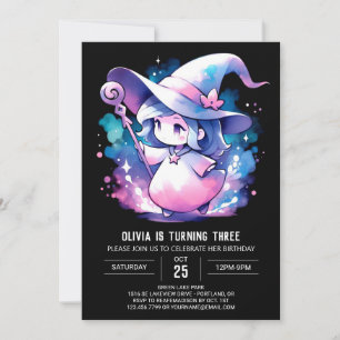 Adorable Minimalist Wizard Birthday Invitation