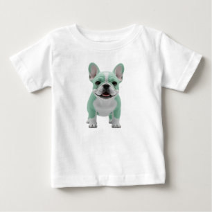 Adorable Mint Green 3D French Bulldog Puppy Baby T-Shirt
