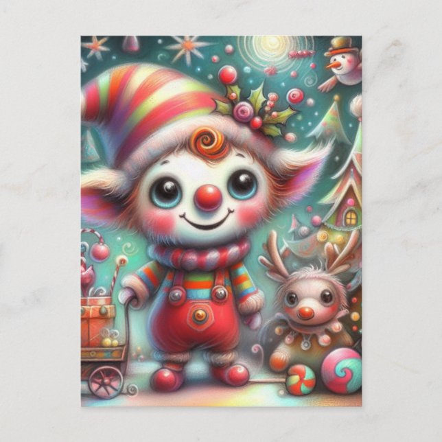 Adorable Misfit Christmas Elf Postcard (Front)
