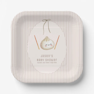 Adorable Modern Bow Asian Dumpling Baby Shower  Paper Plate