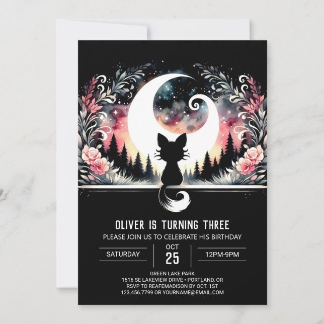 Adorable Modern Cat Birthday  Invitation (Front)