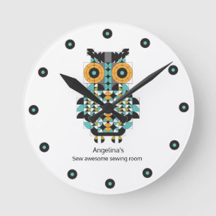 Adorable Modern Owl Quilt Pattern Wall Clock